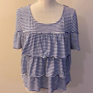 Anthropologie 9-hi5 stick women’s 3 layer ruffled crop top cotton blend s/s L
